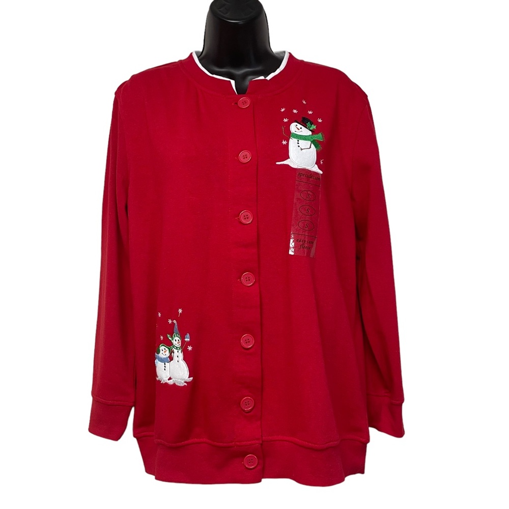 SPECULATION NWT button up embroidered snowman fleece sweatshirt cardigan…